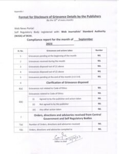 Grievance report of September 2023