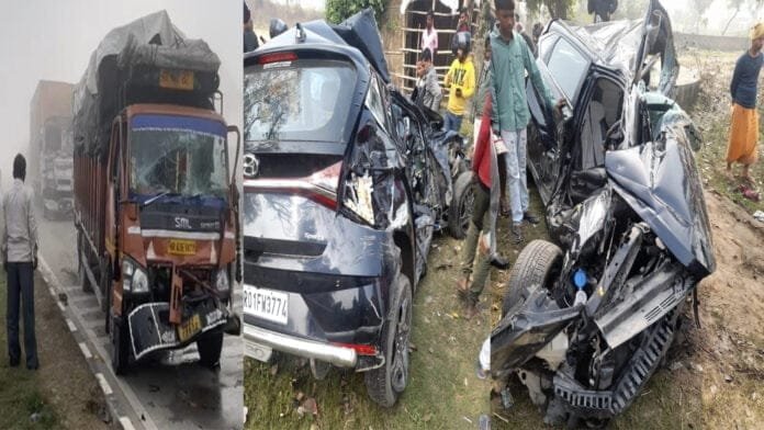 घने कोहरे के चलते आपस में भिड़े ट्रक, स्कॉर्पियो एवं कार, कई घायल