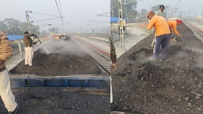 कोयला लदी मालगाड़ी में लगी आग, विद्युत आपूर्ति बंद