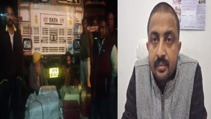 वाहन जांच के दौरान एक कंटेनर से भारी मात्रा में गांजा बरामद