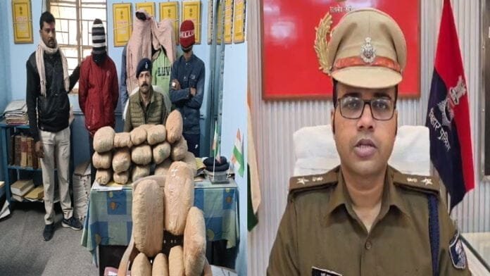 वाहन जांच के दौरान गांजा जब्त, 4 तस्कर गिरफ्तार