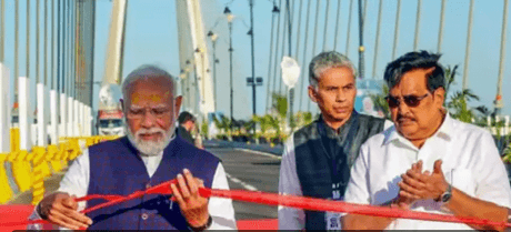 PM Narendra Modi Inaugurates Indias Longest Cable Bridge