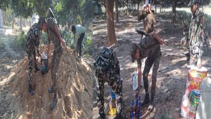 बालू में रखे शराब देख पुलिस के उड़े होश