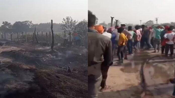 Betia Aag 1 बेतिया के सिसवा में भीषण आग, 80 घर जलकर खाक