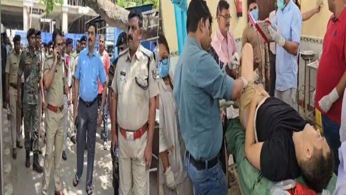 बस और कंटेनर की टक्कर, ड्राइवर की मौत, कई पुलिसकर्मी घायल