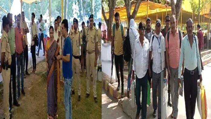 चुनाव को लेकर बूथों पर मतदान कर्मी और पुलिस टीम रवाना