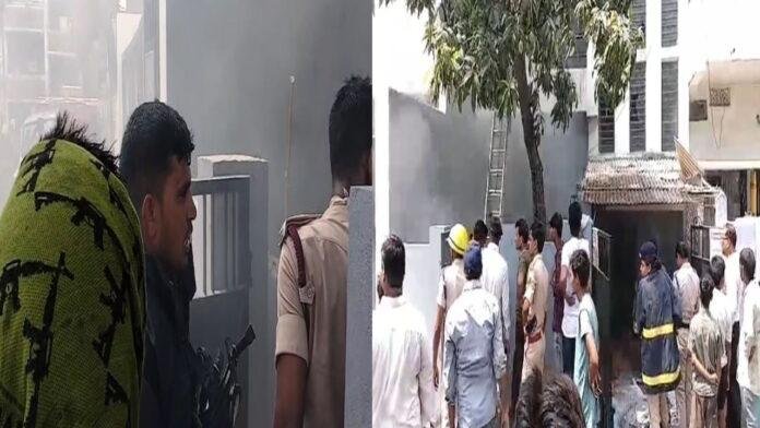 मकान में AC से आग लगने से बाल-बाल बच्चे बुजुर्ग दंपति