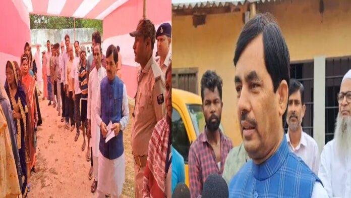 सुपौल में भाजपा नेता शाहनवाज हुसैन ने किया मतदान