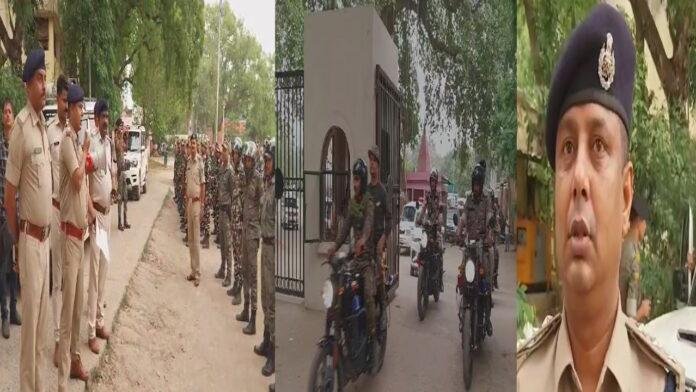 भागलपुर में मतगणना शांतिपूर्ण हो इसको लेकर शहरी क्षेत्र में निकाला गया फ्लैग मार्च