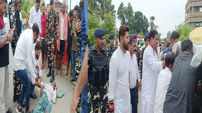 सड़क दुर्घटना में व्यक्ति बुरी तरह घायल, चिराग ने तुरंत की मदद