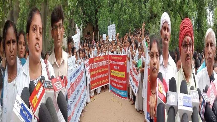 5 सूत्री मांगों को लेकर हजारों कर्मियों ने किया विशाल प्रदर्शन