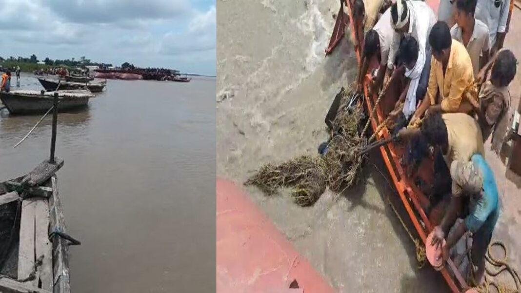 कोसी नदी में डूबी नाव, बाल-बाल बचे लोग, 4 मोटरसाइकिल लापता