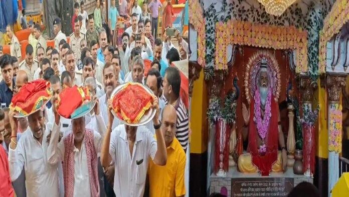 मंत्री श्रवण ने बाबा मणिराम की समाधि पर किया लंगोट अर्पण