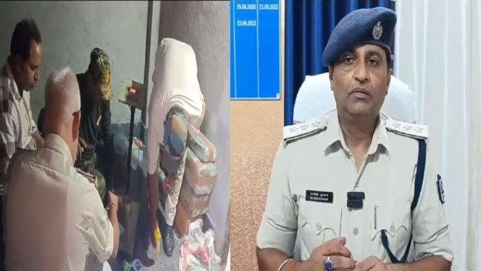 गुप्त सूचना के आधार पर छापेमारी, घर से भारी मात्रा में गांजा की खेप बरामद