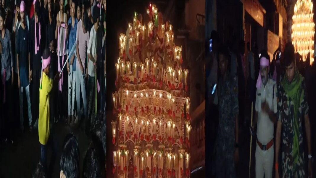 मुहर्रम के मौके पर बेल्जियम के ग्लास के बीच मोमबत्ती से जगमगाता नौबतखाना, अखाड़ा बना आकर्षण का केंद्र