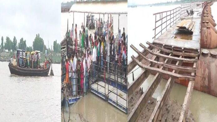 भारी बारिश से गंगा के जलस्तर में भारी बढ़ोतरी, खोला गया पीपा पुल