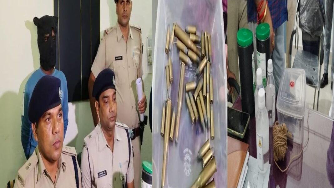 Breaking : कुर्जी में छापेमारी, विस्फोटक सामान के साथ 35 गोली बरामद