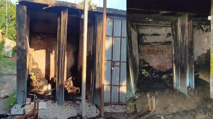 शॉर्ट सर्किट से अचानक लगी आग, एक दुकान जलकर खाक