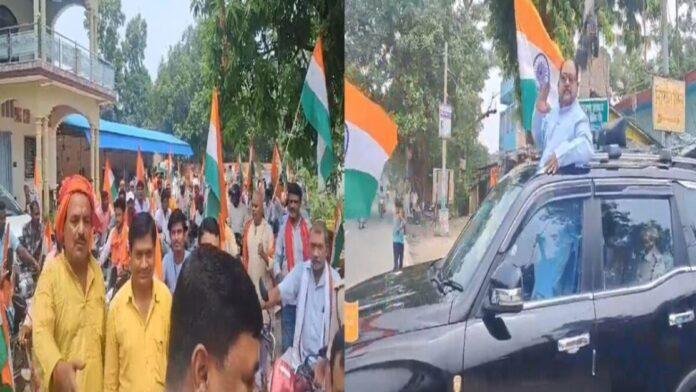 नौतन विधायक के नेतृत्व में निकाली गई तिरंगा यात्रा