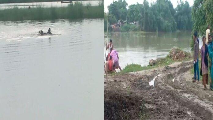 गंगा का जलस्तर बढ़ने पर कल्याणपुर-मोतीचक दियारा हुआ जलमग्न