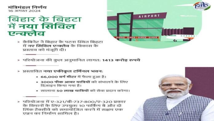 Bihar Bihta Airport बिहार को जल्द मिलेगा एक और नया एयरपोर्ट, मोदी कैबिनेट ने दी मंजूरी