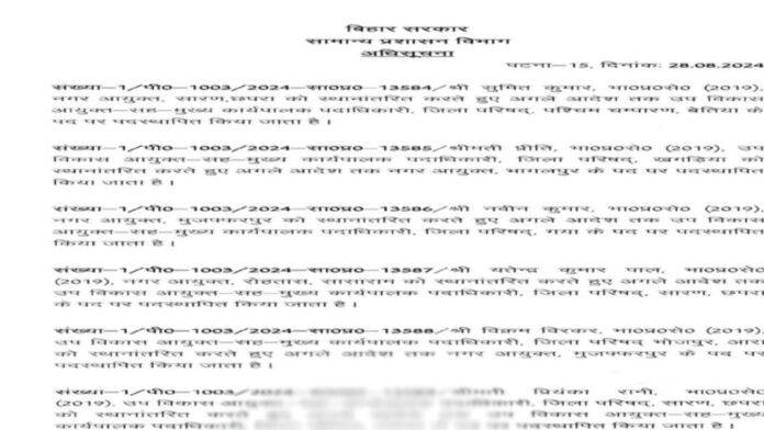 Breaking : बिहार में 25 IAS अधिकारियों का हुआ तबादला