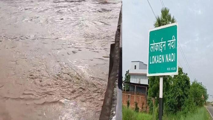 नदी में घटने लगा जलस्तर, गांव और खेतों से तेजी से निकल रहा पानी