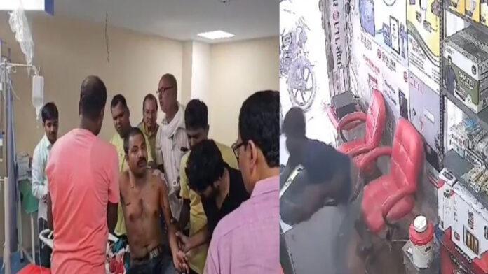 बदमाशों ने शो-रुम मालिक को दुकान में घुसकर चाकू से किया हमला