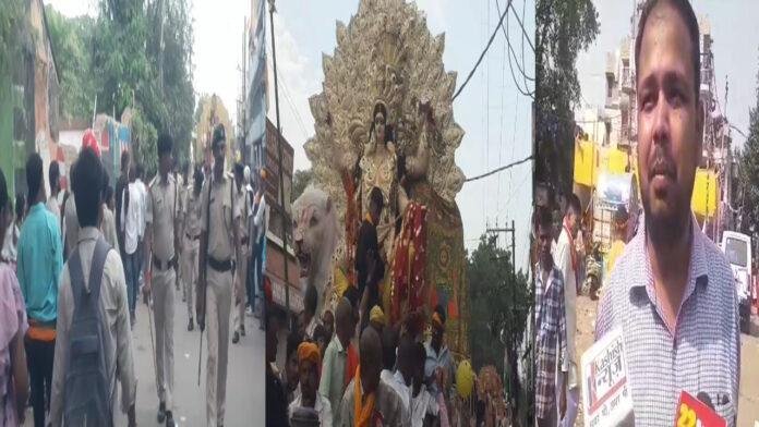 विजयादशमी के बाद मूर्ति विसर्जन का सिलसिला जारी, जगह-जगह पर पुलिस तैनात