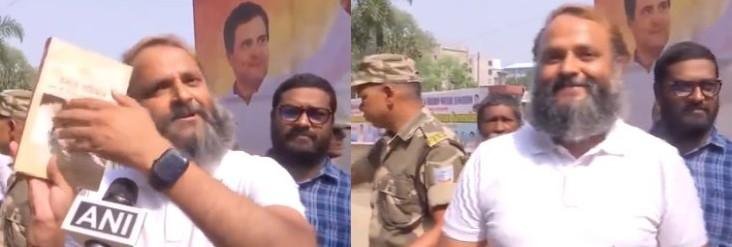रांची में शनिवार को कांग्रेस नेता राहुल गांधी के कार्यक्रम स्थल के बाहर नूर ।