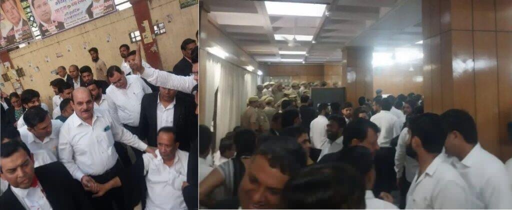 गाजियाबाद कोर्ट परिसर में हंगामा