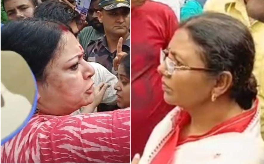 जयनगर में भिड़ीं भाजपा विधायक और तृणमूल सांसद। बाएं विधायक अग्निमित्रा और दाएं सांसद प्रतिमा