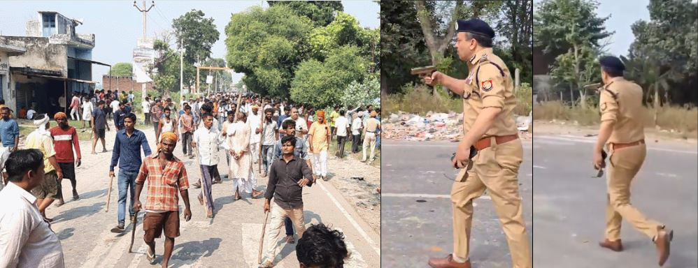 Bahraich Communal Violence बहराइच में उपद्रव रोकने को सड़क पर रिवाल्वर ताने दौड़े एसटीएफ चीएफ अमिताभ यश।