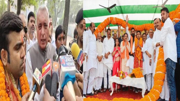 JDU प्रत्याशी अभिषेक झा ने किया नामांकन, NDA का शक्ति प्रदर्शन