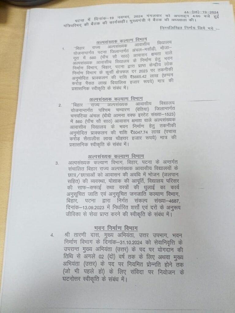 बिहार कैबिनेट की बैठक खत्म, कुल 9 एजेंडों पर लगी मुहर