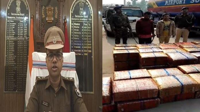 तेल टैंकर से भारी मात्रा में गांजा बरामद