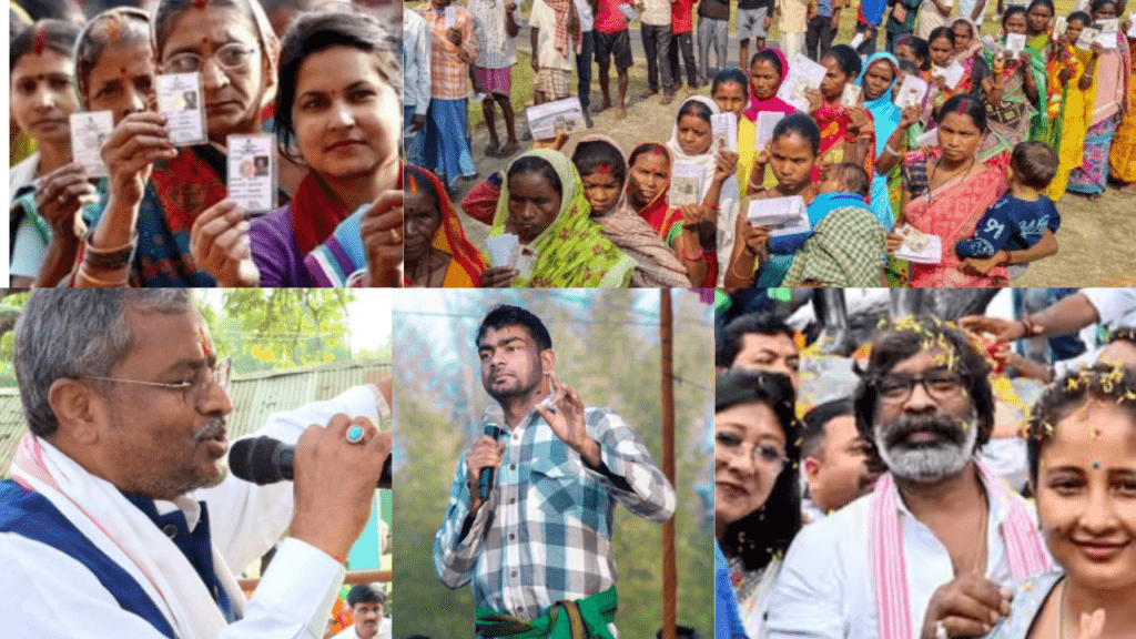 झारखंड में इतिहास रचने की ओर हेमंत सोरेन, तोड़ेंगे 24 साल का रिकॉर्ड | 22Scope News झारखंड के चुनावी रण के प्रमुख सियासी चेहरे और महिला वोटरों की फाइल फोटो।