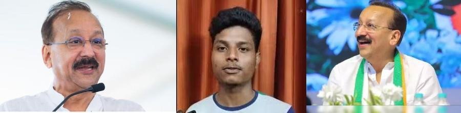 बाबा सिद्दीकी की फाइल फोटुओं के बीच में आरोपी शिवा की फोटो।