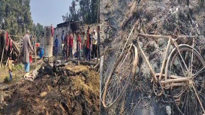 अचानक लगी आग से 4 घर जलकर खाक, लाखों की संपत्ति जली