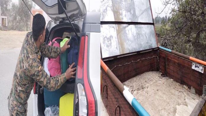 शराब के साथ वाहन जब्त, 4 गिरफ्तार, ट्रक में तहखाना बनाकर हो रही थी तस्करी