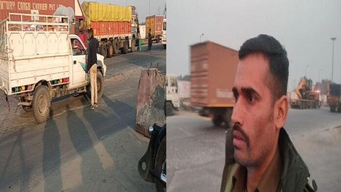 बिना पदाधिकारी के उत्पाद विभाग के सिपाही NH पर छोटी वाहनों की करते हैं जांच