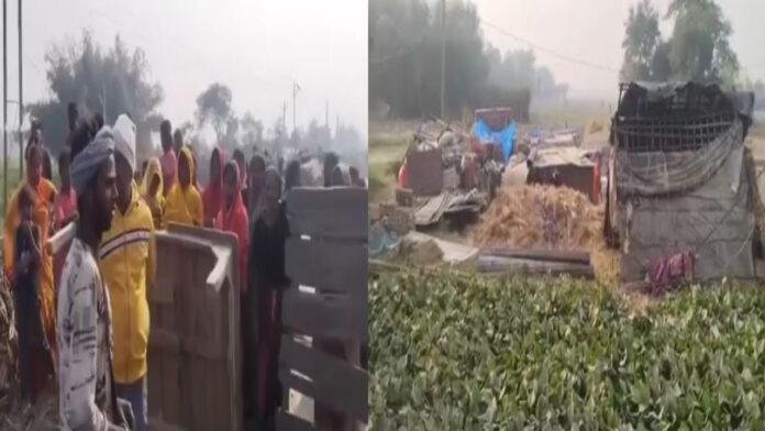 अतिक्रमण मुक्त कराने गए प्रसाशन व ग्रामीण के बीच जमकर नोकझोंक, की गई रोड़ेबाजी