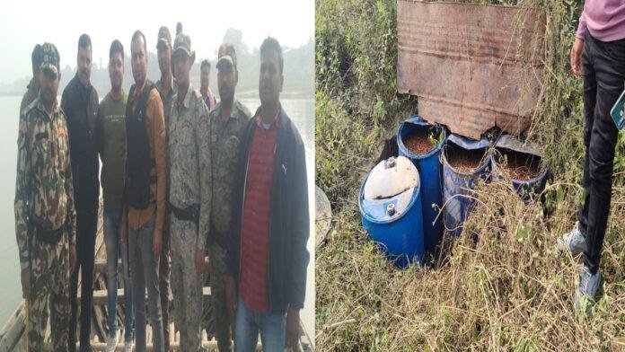 पुलिस ने गंगा पार कुतलूपुर दियारा में अवैध शराब के खिलाफ की छापेमारी