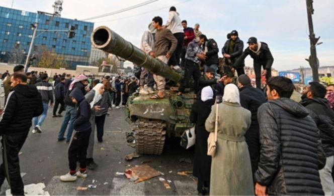 Syria में तख्तापलट के बाद का दृश्य। 