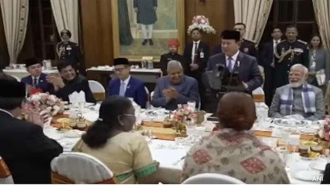 राष्ट्रपति द्रौपदी मुर्मू की ओर से रविवार की शाम आयोजित डिनर इंडोनेशियाई राष्ट्रपति प्रबोवो सुबियांतो