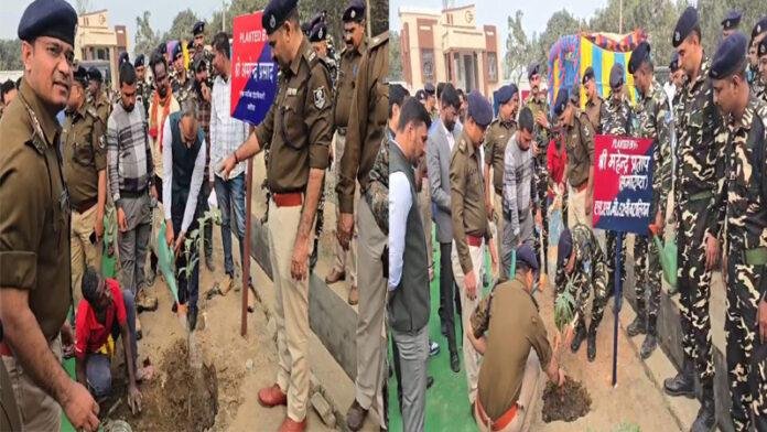 Araria Police नव निर्मित पुलिस केंद्र में किया गया वृक्षारोपण