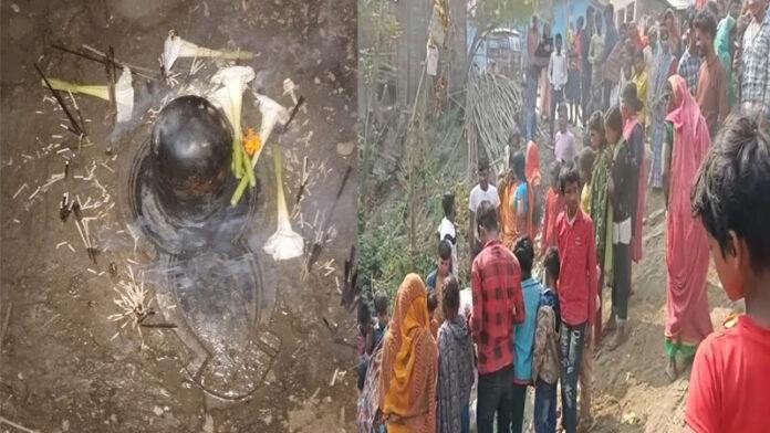 सर्प को मारने के दौरान मिला शिवलिंग, देखने के लिए श्रद्धालुओं की उमड़ी भीड़