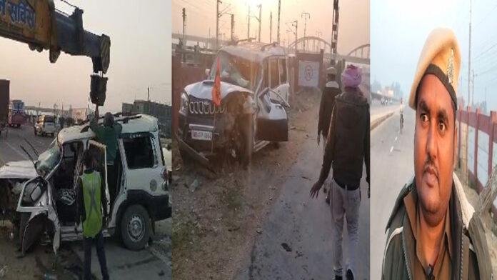 खड़े ट्रक से टकराई स्कॉर्पियो, महिला समेत 3 लोगों की मौत, 4 घायल