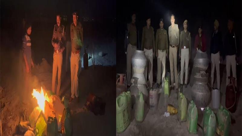 आधी रात दियारा में पुलिस की बड़ी कार्रवाई, शराब की भट्ठियां की ध्वस्त, एक गिरफ्तार