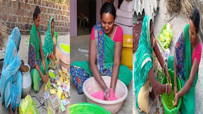 Bihar में सब्जी और फूलों से जीविका दीदी बना रही रंग बिरंगी प्राकृतिक गुलाल